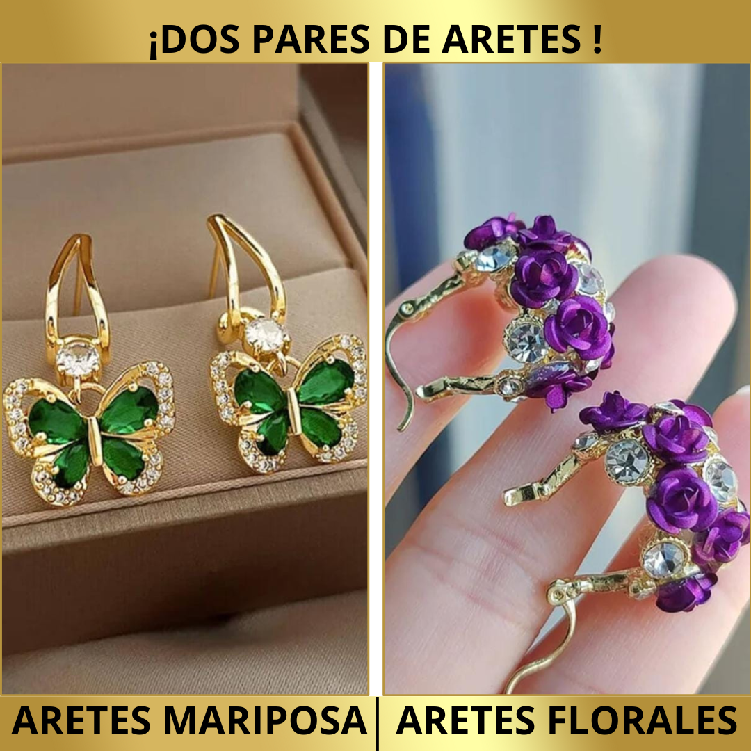 🦋💚Aretes de Mariposa (Chapado oro) + OFERTA