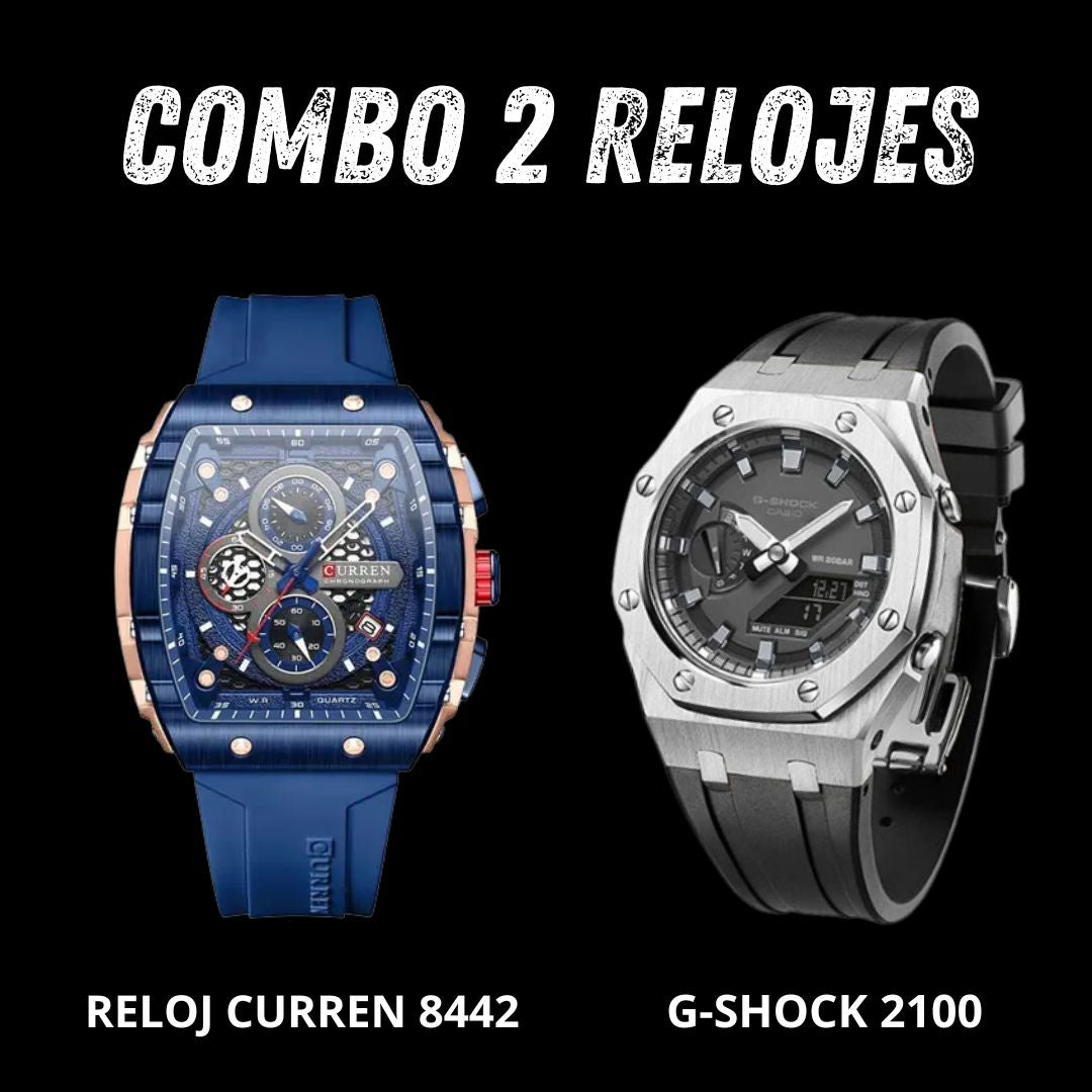 COMBO RELOJES CURREN 8442 Y G-SHOCK 2100