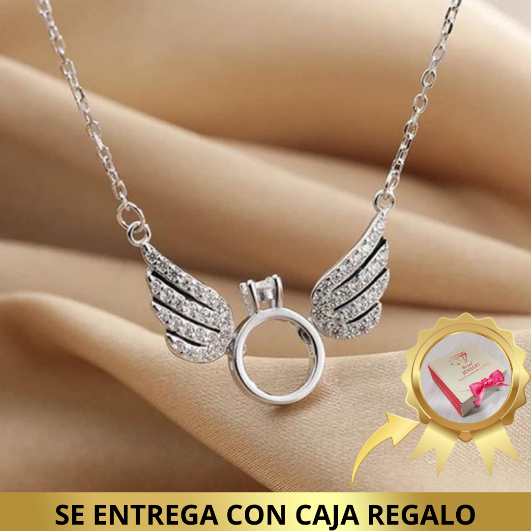 Collar de Plata con Alas de Ángel y Circonitas – Elegancia y Estilo